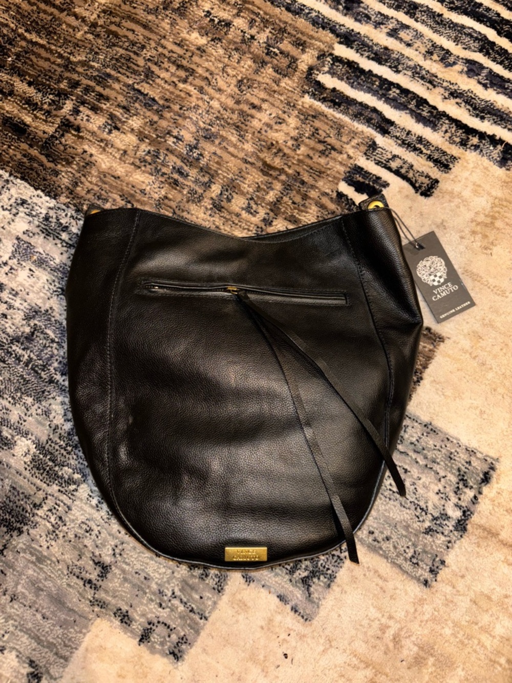 Vince Camuto Black Leather Hobo Bag